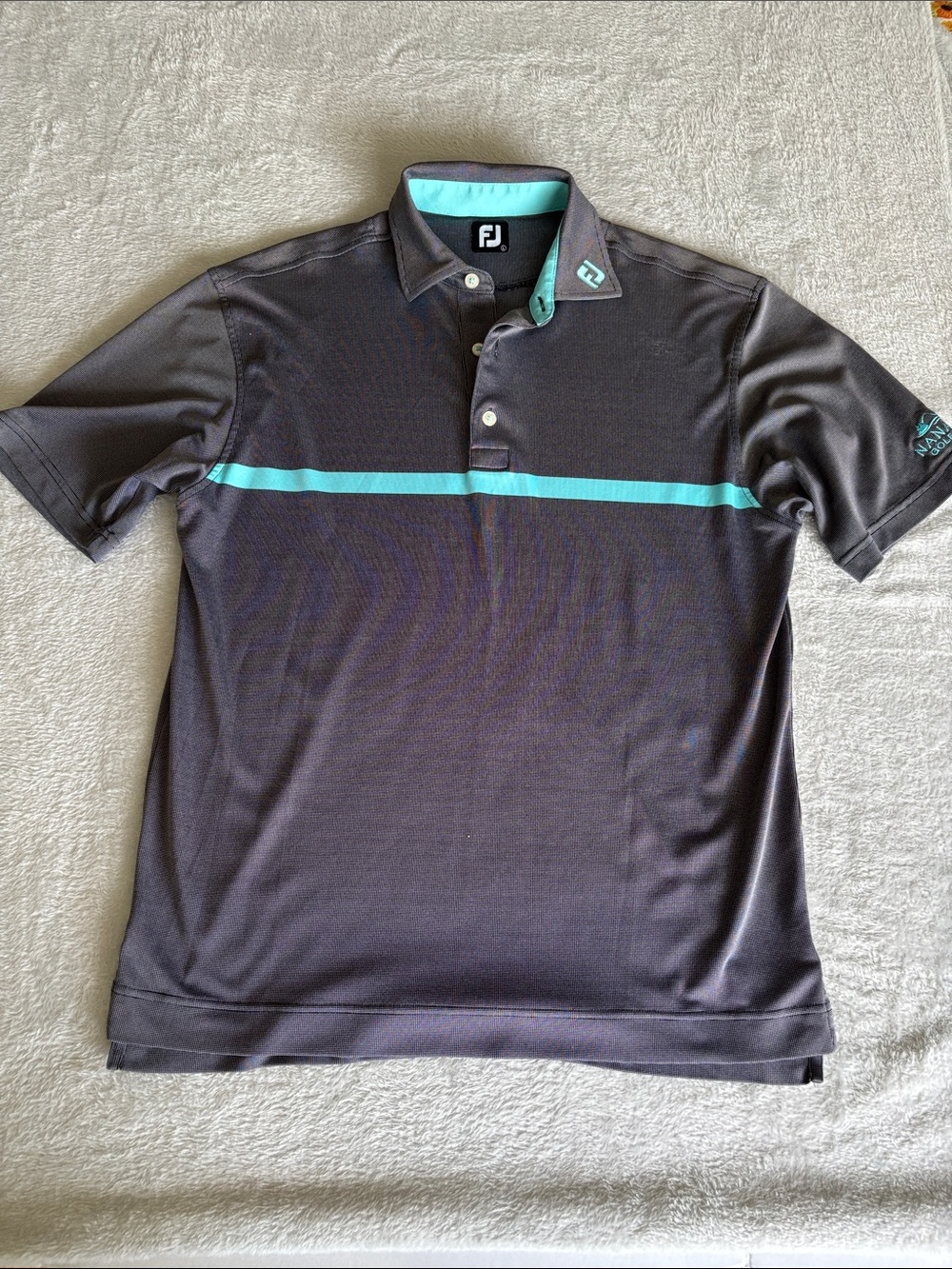 FootJoy ProDry Golf Polo Grey Aqua Short Sleeve Men’s L Nanaimo EUC